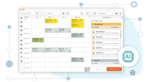 Celayix software with AI shift suggestions on laptop screen