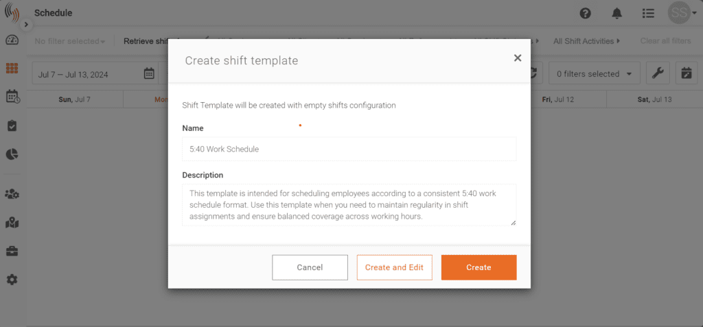 creating a 5/40 work schedule template