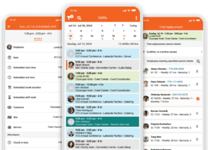 Screenshot of different manager app interfaces